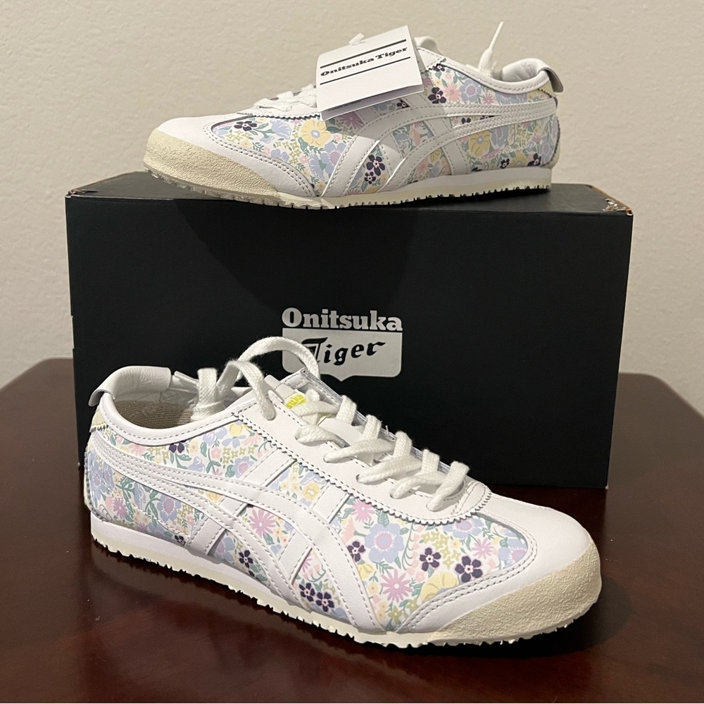 ONITSUKA TIGER MEXICO 66 Women's Floral Sneakers, White Multi/US7 (EUR38/UK4.5) - Picture 1 of 10